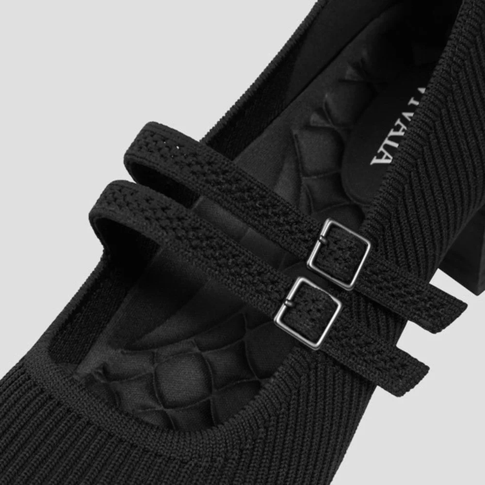 VIVAIA Mary Jane Knit Heels Black‎ Eco Friendly Comfort Work Shoe EU/38 US/7-7.5